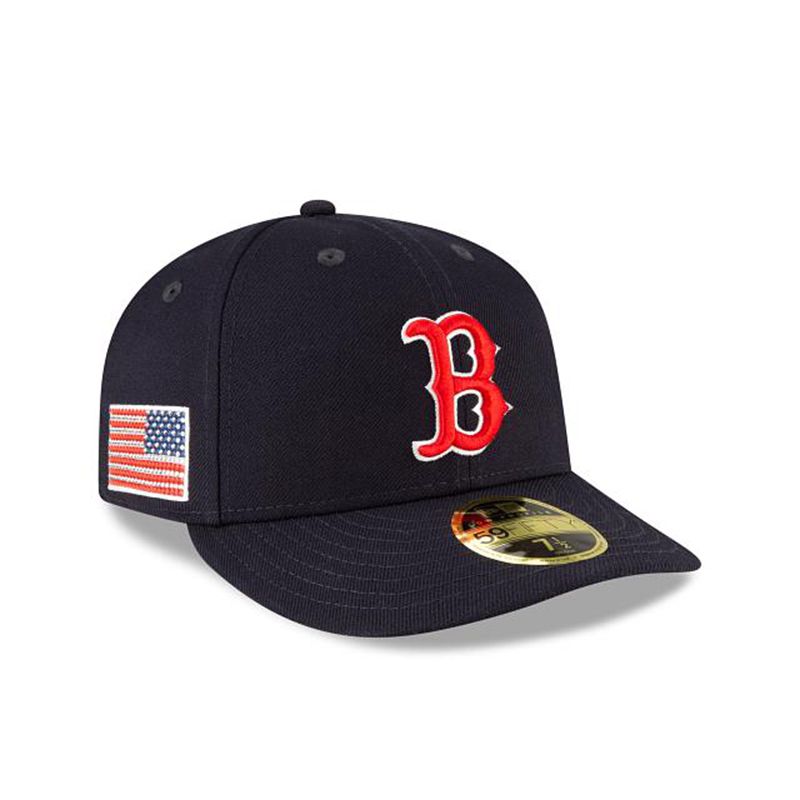 MLB Boston Red Sox Crystals From Swarovski Flag Low Profile 59Fifty Fitted (EQX1189) - Blue New Era Caps